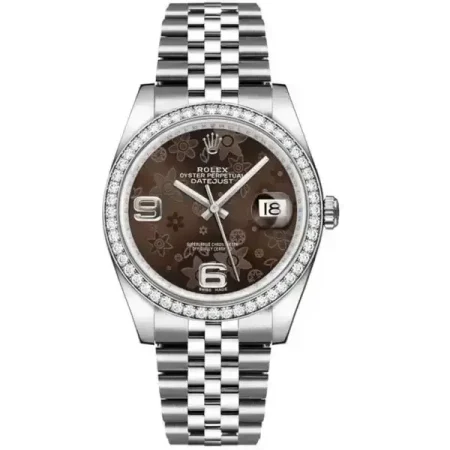 Rolex Datejust 36mm 116244-0003 Bronze Floral Motif Dial Jubilee Bracelet